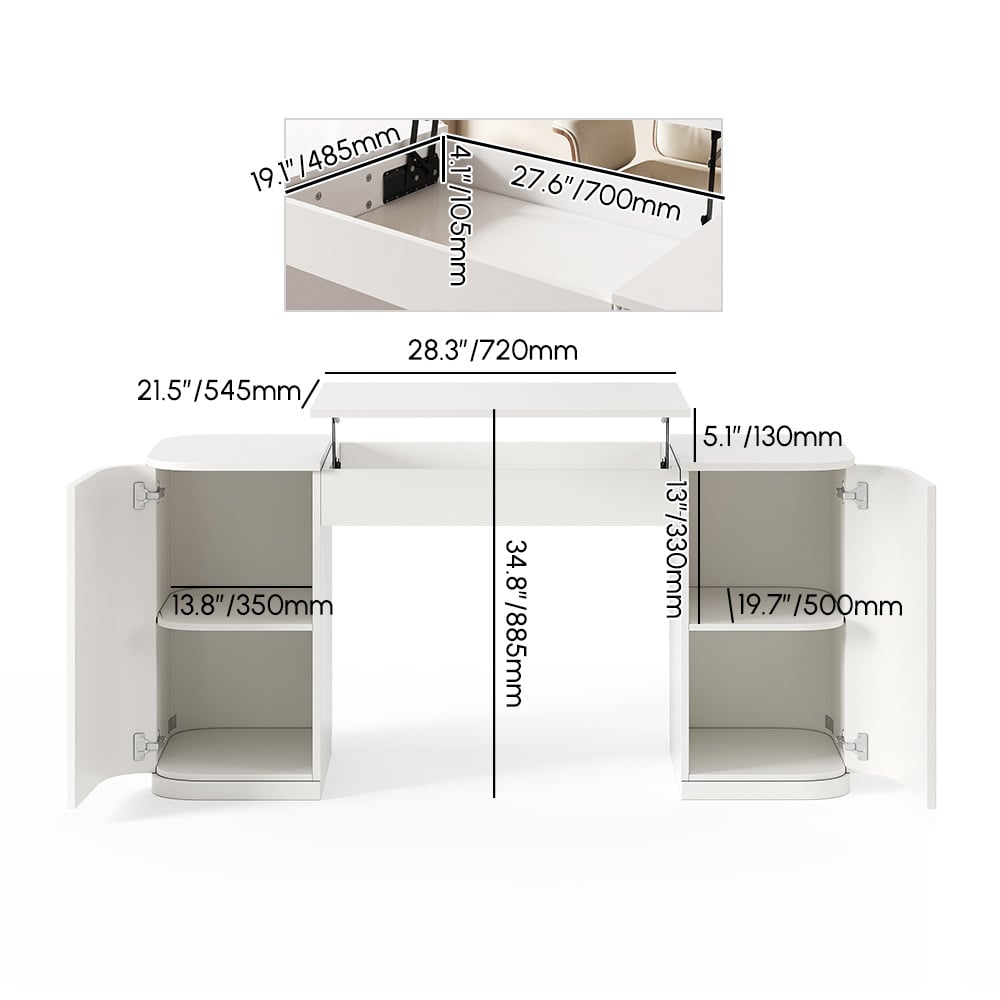60" Modern White Standing Computer Desk with 2 Doors and Storage Office Desk