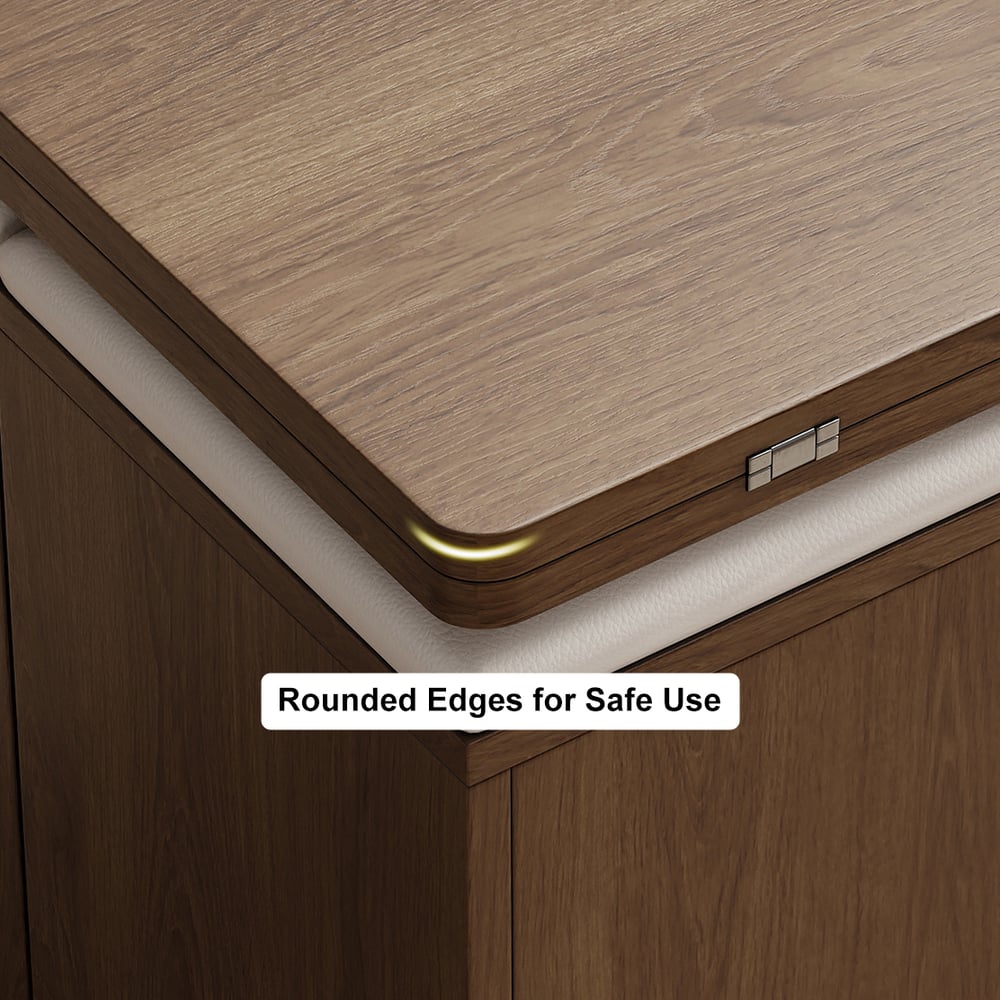 39" Lift-Top Foldable Walnut Coffee Table with 4 Stools & Storage