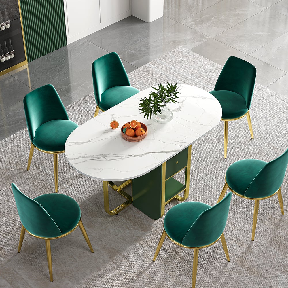 59.1" Modern Rectangle Leaf Folding Wood Dining Table with Storage Seats 4-6 People