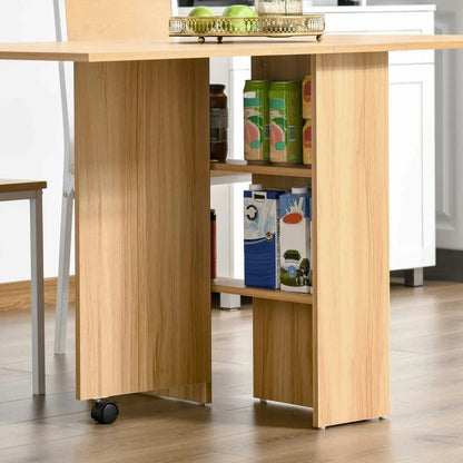 Table à manger pliable avec tiroir et étagères de rangement