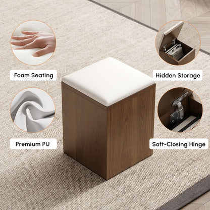 39" Lift-Top Foldable Walnut Coffee Table with 4 Stools & Storage