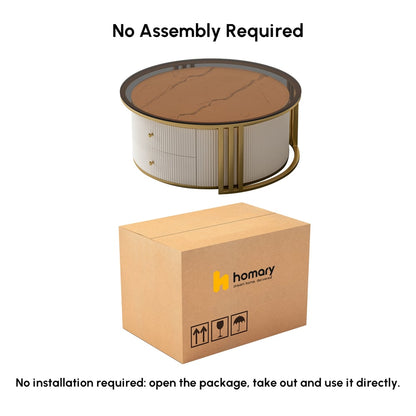 Grovyn 28"-32" Round Nesting Coffee Table Set with Sintered Stone Top