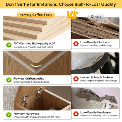 39" Lift-Top Foldable Walnut Coffee Table with 4 Stools & Storage