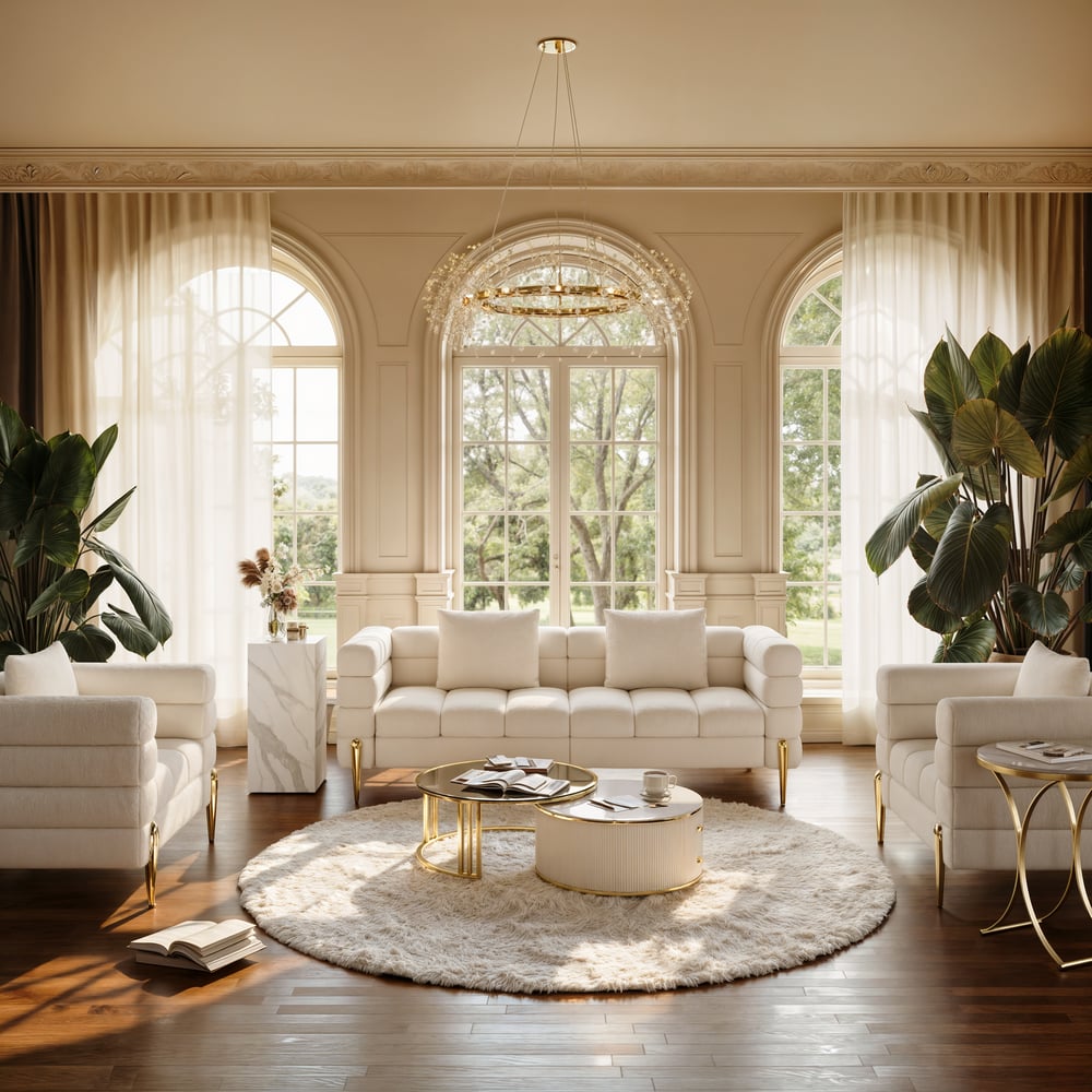 Grovyn 28"-32" Round Nesting Coffee Table Set with Sintered Stone Top