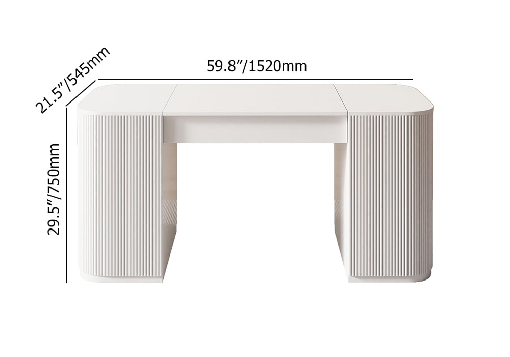 60" Modern White Standing Computer Desk with 2 Doors and Storage Office Desk