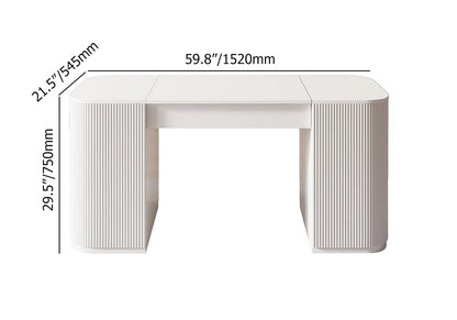 60" Modern White Standing Computer Desk with 2 Doors and Storage Office Desk