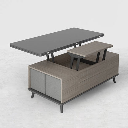 5 Pieces Lift Top Coffee Table Set with Storage Convertible Dining Table with Ottomans
