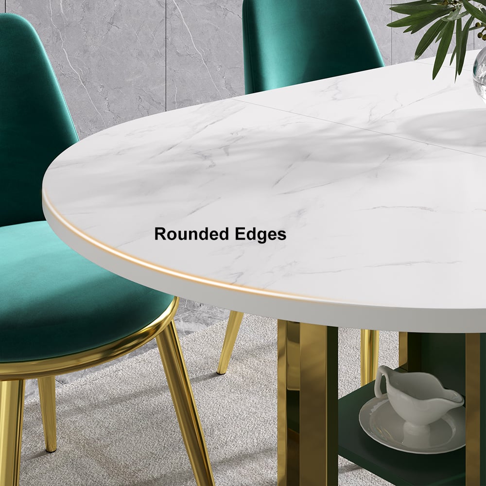 59.1" Modern Rectangle Leaf Folding Wood Dining Table with Storage Seats 4-6 People