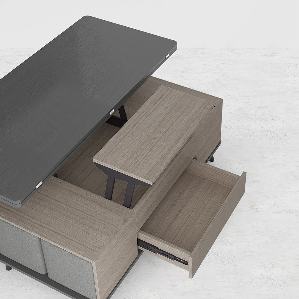 5 Pieces Lift Top Coffee Table Set with Storage Convertible Dining Table with Ottomans