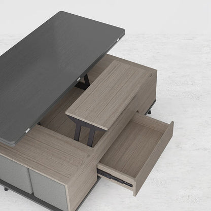 5 Pieces Lift Top Coffee Table Set with Storage Convertible Dining Table with Ottomans