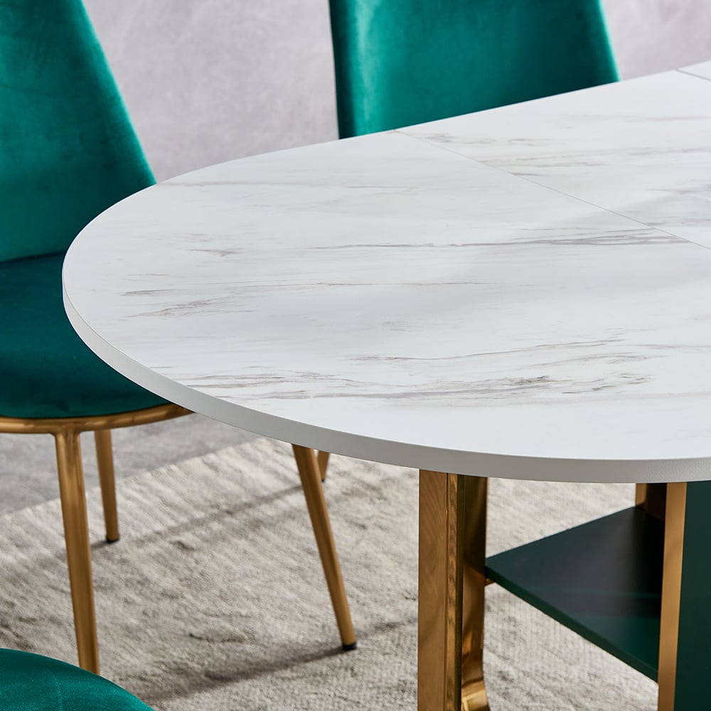 59.1" Modern Rectangle Leaf Folding Wood Dining Table with Storage Seats 4-6 People