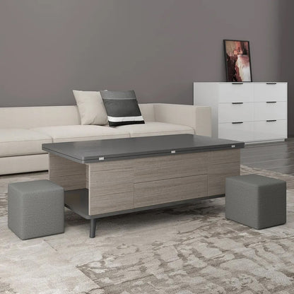 5 Pieces Lift Top Coffee Table Set with Storage Convertible Dining Table with Ottomans