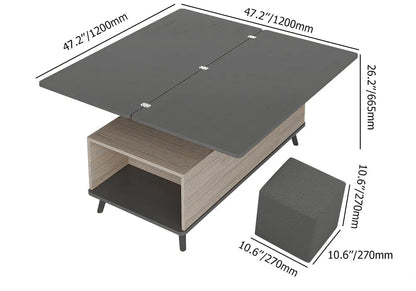 5 Pieces Lift Top Coffee Table Set with Storage Convertible Dining Table with Ottomans